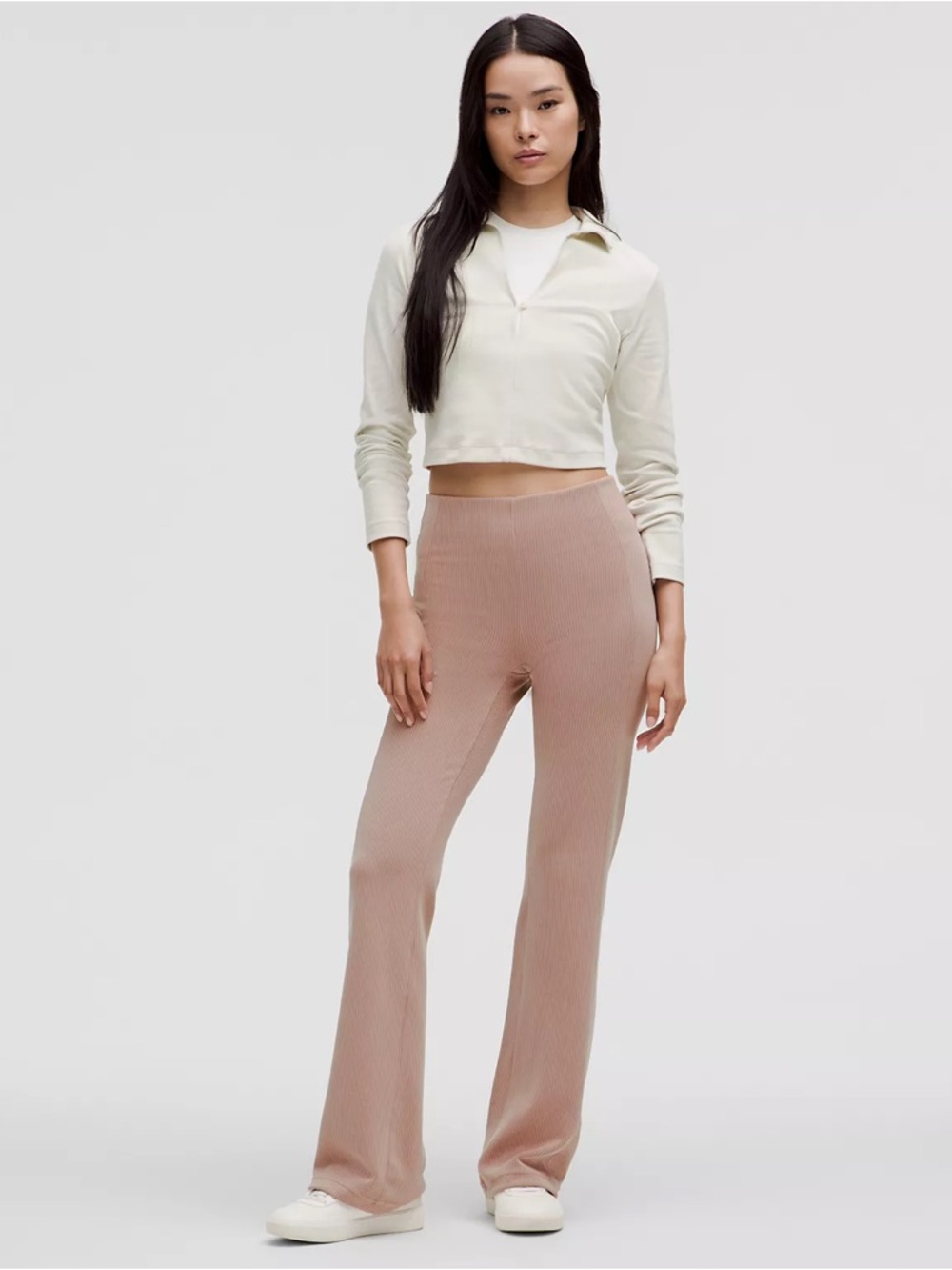 LuluLemon Ribbed Softstreme Flared Athleisure Lounge Pants Twilight Rose Size 8